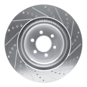 Dodge Viper Brake Rotor (1) - Front Left - R1 Concepts - Drilled & Slotted - Silver - `03-`17